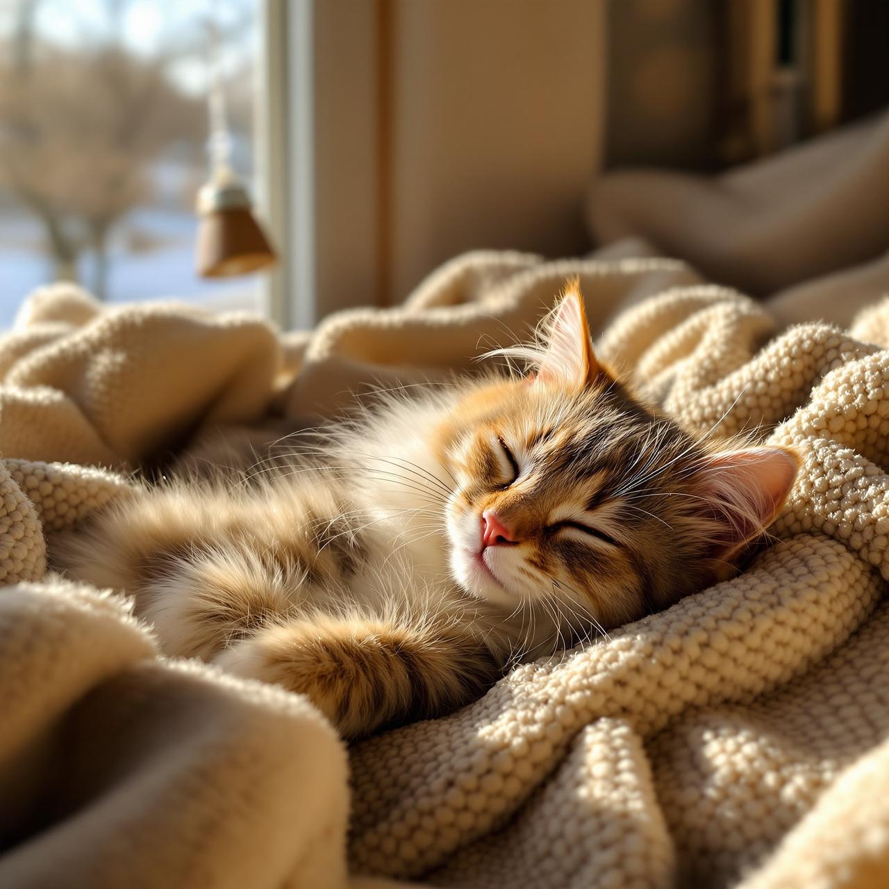 冬日暖阳下的猫咪