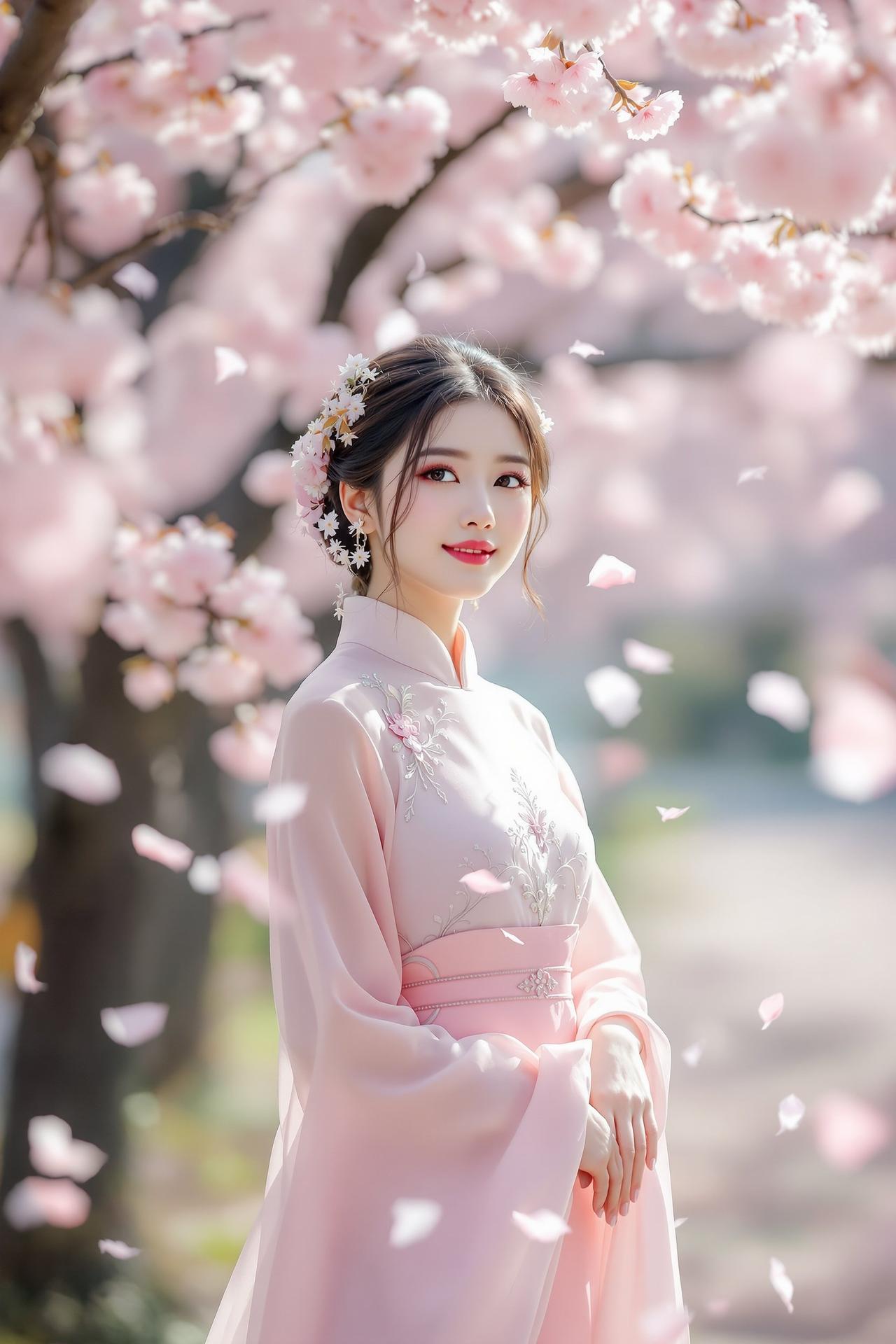 樱花树下的少女